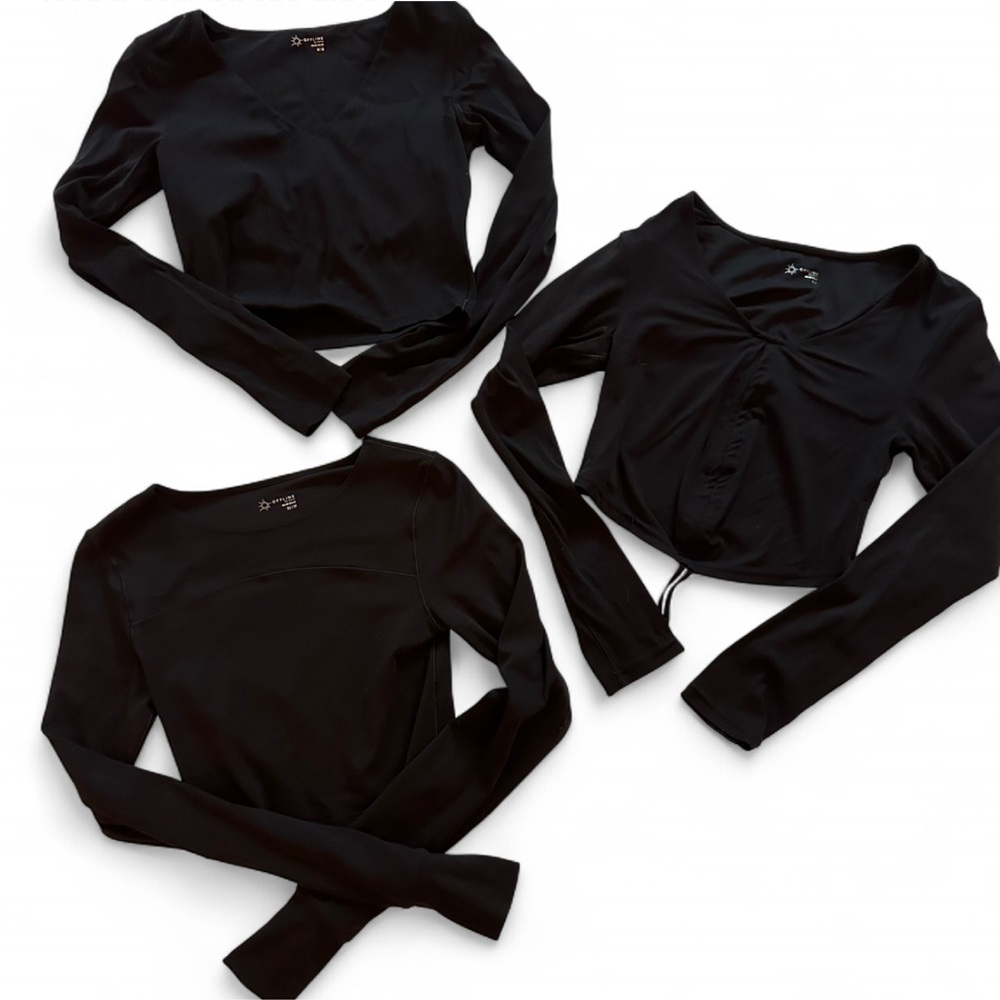 Set of 3 Long-sleeve Aerie Crop Tops (Bundle of 3)